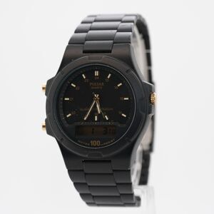 Vintage Pulsar V041-9040 35mm Black PVD Ana-Digi Alarm Chronograph New battery